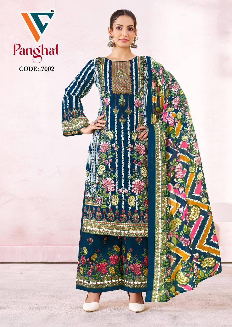    PANGHAT VOL - 7 By VANDANA‎‎‎‎ CREATION 7001 To 7008 Series Beautiful Festive Suits Stylish Fancy Colorful Casual Wear & Ethnic Wear Cotton Print Dresses At Wholesale Price